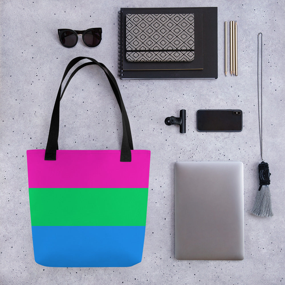 Polysexual Pride Flag | Tote Bag | Small | Pink Green Blue