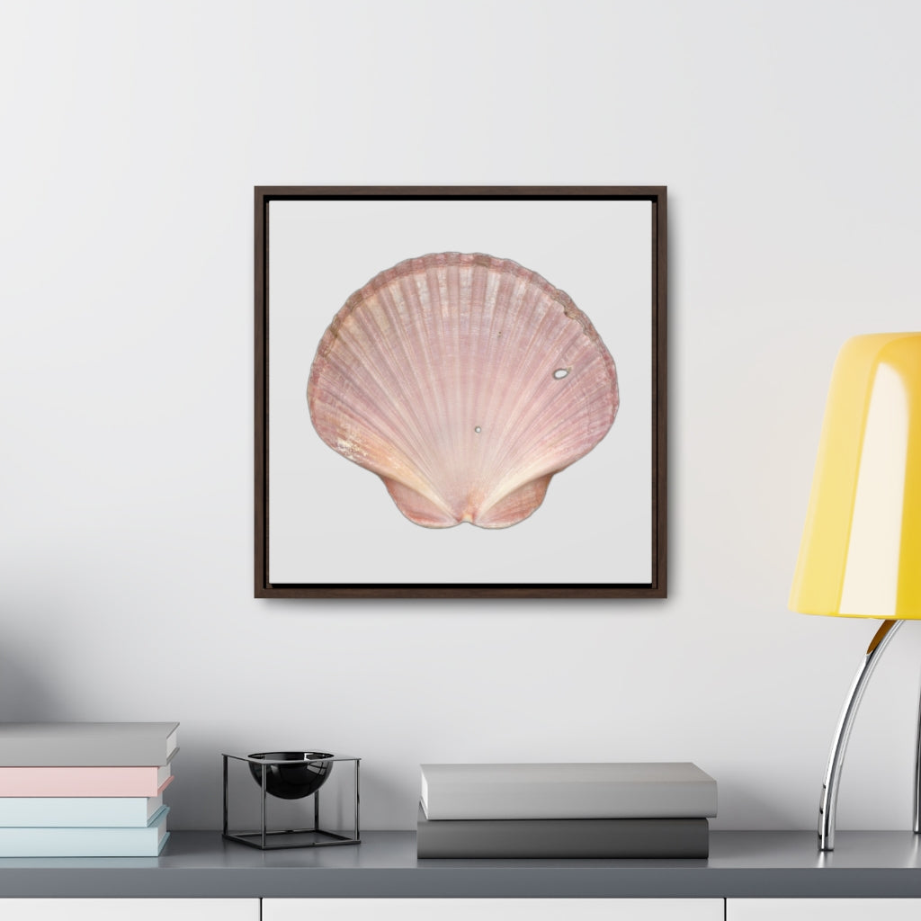 Scallop Shell Magenta Left Interior | Framed Canvas | Silver Background