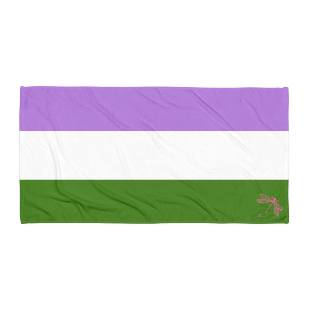 Genderqueer Pride Flag | Beach Towel | Lavender White Green