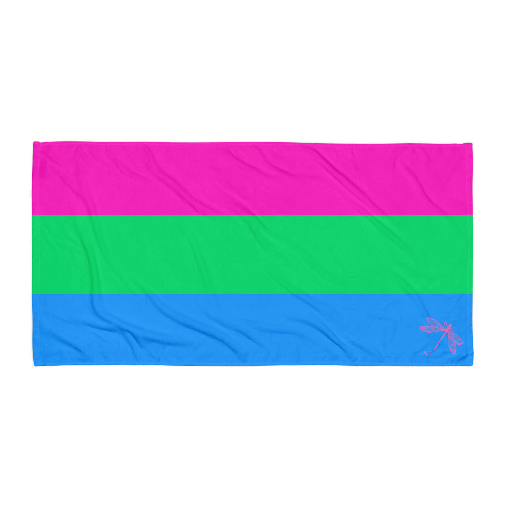 Polysexual Pride Flag | Beach Towel | Pink Green Blue