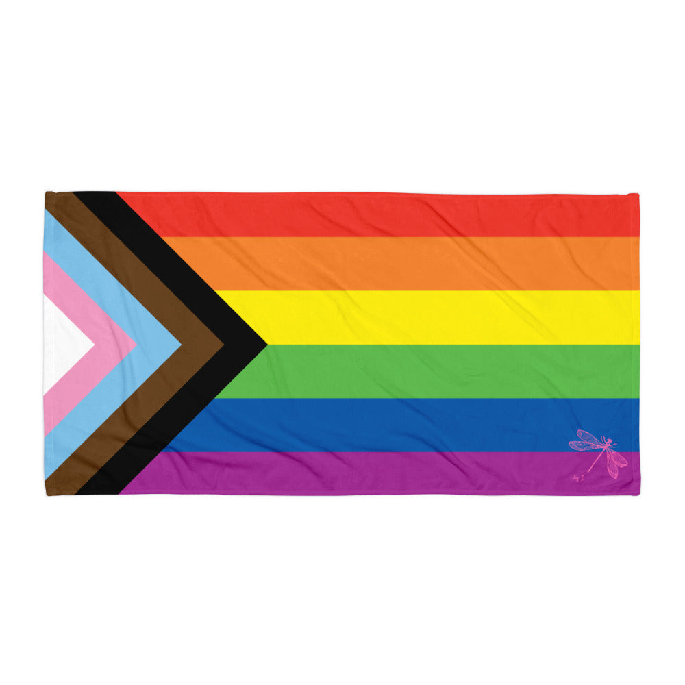 Progress Pride Flag | Beach Towel | Rainbow